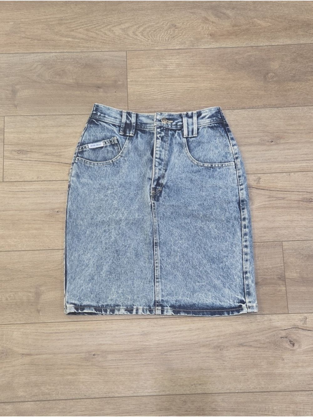Retro 80's Acid-Wash Denim Pencil Skirt Made In Canada